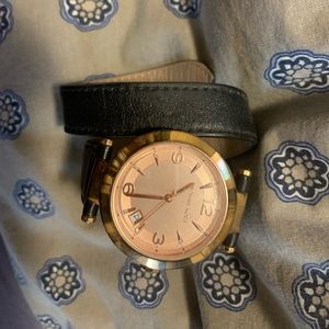 Michael kors rose gold leather double band watch
